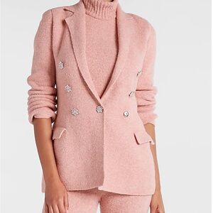 Express Pink Double-Breasted Rhinestone Button Blazer Jacket Size M